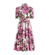 Dolce & Gabbana Pink Crewneck Dress With Logo Lettering Detail On The Front And All-over Floral Motif In Cotton Woma