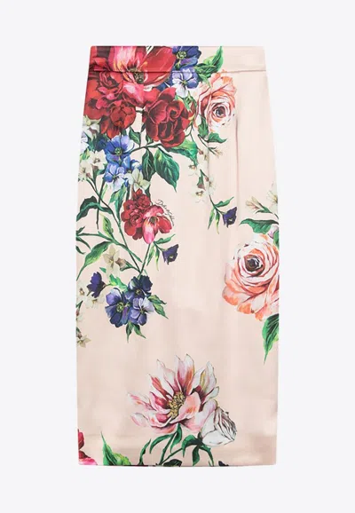 DOLCE & GABBANA FLORAL PRINT MIDI SKIRT