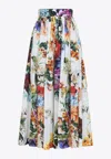 Dolce & Gabbana High-waisted Skirt With A Floral Bouquet Print In Multi