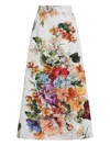 Dolce & Gabbana Floral Bouquet Creton A-line Midi Skirt In Multi
