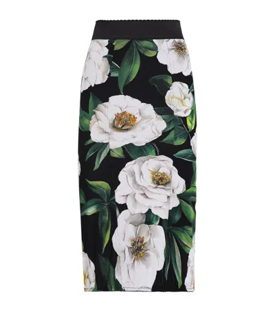 DOLCE & GABBANA FLORAL PRINT MIDI SKIRT