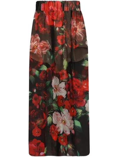 DOLCE & GABBANA FLORAL-PRINT MIDI SKIRT