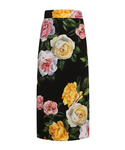 DOLCE & GABBANA DOLCE  GABBANA FLORAL PRINTED MIDI SKIRT