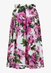 Dolce & Gabbana Womens Peonie Fuxia F.bco Floral-print Cotton Midi Skirt In Multicolor