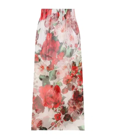DOLCE & GABBANA DOLCE  GABBANA ROSE PRINTED CHIFFON CALF-LENGTH SKIRT