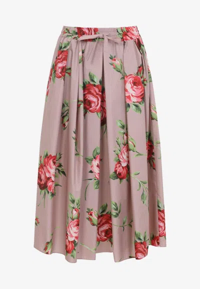 Dolce & Gabbana Floral Print Midi Skirt In Multi