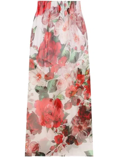 DOLCE & GABBANA FLORAL-PRINT MIDI SKIRT