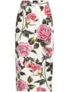 Dolce & Gabbana Rose-print Cotton-blend Midi Skirt In White