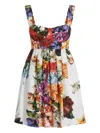 Dolce & Gabbana Multicolor Sleeveless Dress With Bustier Style Neckline And All-over Floral Print In Cotton Woman