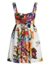 Dolce & Gabbana Multicolor Sleeveless Dress With Bustier Style Neckline And All-over Floral Print In Cotton Woman