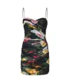 Dolce & Gabbana Floral Printed Spaghetti Strap Mini Dress In Black