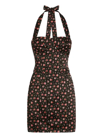 Dolce & Gabbana Floral-print Mini Dress In Black