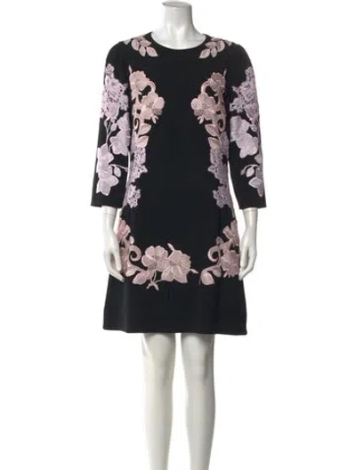 Pre-owned Dolce & Gabbana Floral Print Mini Dress In Black