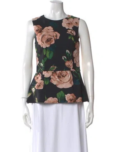 Pre-owned Dolce & Gabbana Floral Print Mini Dress In Black
