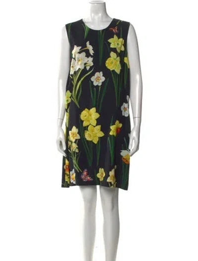 Pre-owned Dolce & Gabbana Floral Print Mini Dress In Black
