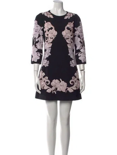 Pre-owned Dolce & Gabbana Floral Print Mini Dress In Black