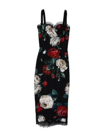 Pre-owned Dolce & Gabbana Floral Print Mini Dress In Black
