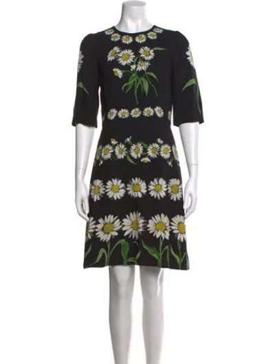 Pre-owned Dolce & Gabbana Floral Print Mini Dress In Black