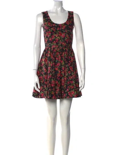 Pre-owned Dolce & Gabbana Floral Print Mini Dress In Black