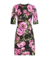 Dolce & Gabbana Black Floral Cotton Dress With Peonies In Black