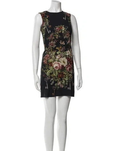 Pre-owned Dolce & Gabbana Floral Print Mini Dress In Blue
