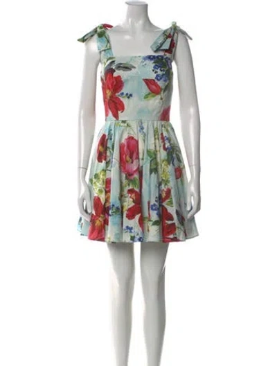 Pre-owned Dolce & Gabbana Floral Print Mini Dress In Blue