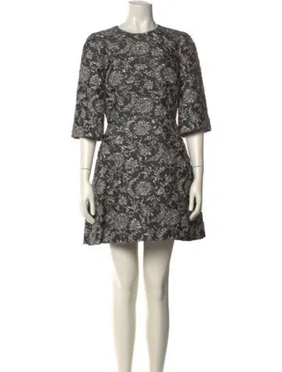 Pre-owned Dolce & Gabbana Floral Print Mini Dress In Gray