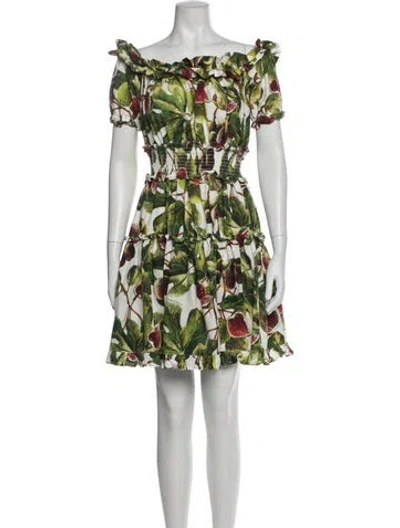 Pre-owned Dolce & Gabbana Floral Print Mini Dress In Green