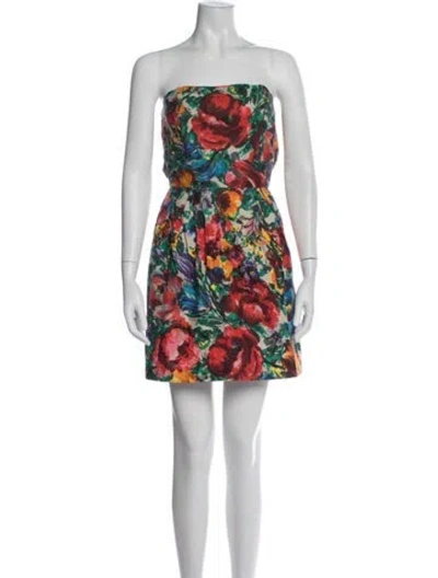 Pre-owned Dolce & Gabbana Floral Print Mini Dress In Green