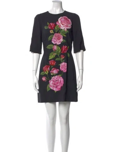 Pre-owned Dolce & Gabbana Floral Print Mini Dress In Multi