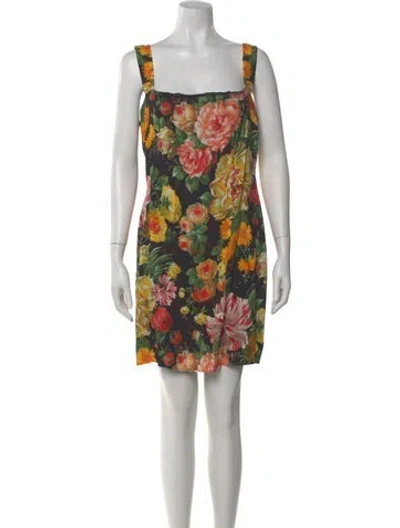 Pre-owned Dolce & Gabbana Floral Print Mini Dress In Multi