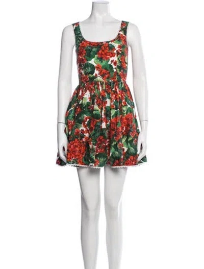 Pre-owned Dolce & Gabbana Floral Print Mini Dress In Multi