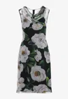 Dolce & Gabbana Women Gardenia Print Silk Chiffon Sheath Dress In Multicolor