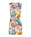 Dolce & Gabbana Floral-print Cotton-blend Jacquard Mini Dress In Multicolor