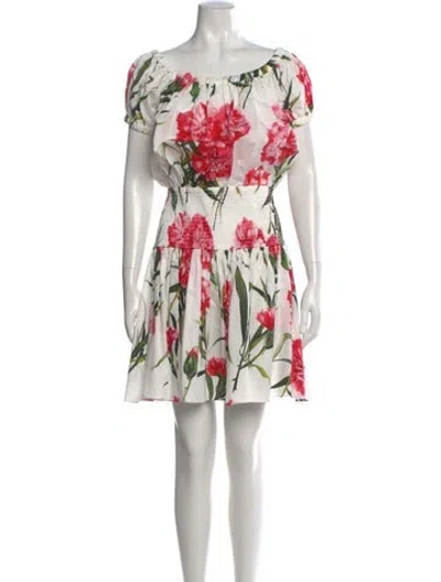 Pre-owned Dolce & Gabbana Floral Print Mini Dress In Neutral