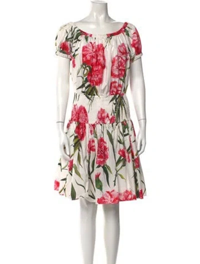 Pre-owned Dolce & Gabbana Floral Print Mini Dress In Neutral