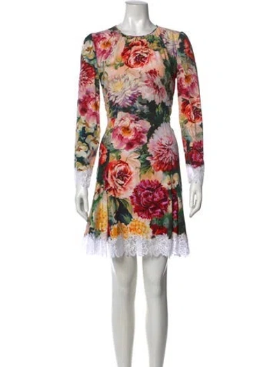 Pre-owned Dolce & Gabbana Floral Print Mini Dress In Pink