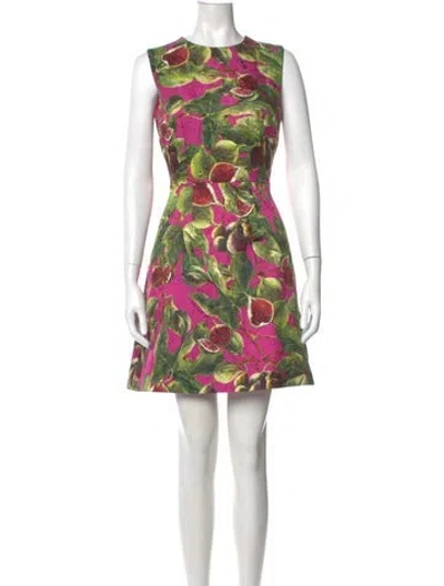 Pre-owned Dolce & Gabbana Floral Print Mini Dress In Pink
