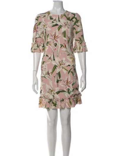 Pre-owned Dolce & Gabbana Floral Print Mini Dress In Pink