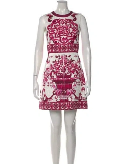 Pre-owned Dolce & Gabbana Floral Print Mini Dress In Pink