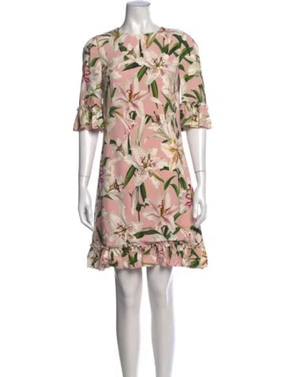 Pre-owned Dolce & Gabbana Floral Print Mini Dress In Pink
