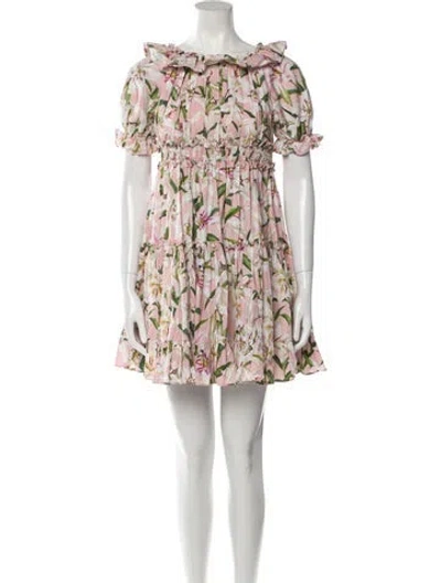 Pre-owned Dolce & Gabbana Kids' Floral Print Mini Dress In Pink