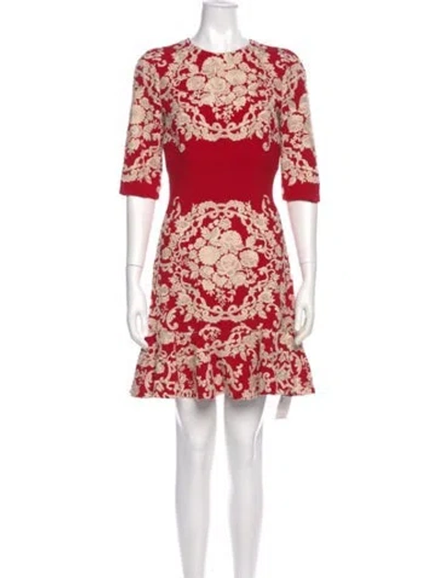 Pre-owned Dolce & Gabbana Floral Print Mini Dress In Red