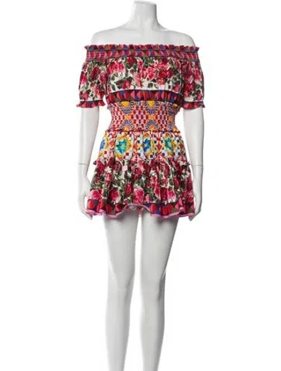 Pre-owned Dolce & Gabbana Floral Print Mini Dress In Red