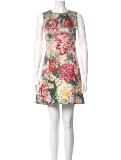 Pre-owned Dolce & Gabbana Floral Print Mini Dress W/ Tags In Pink