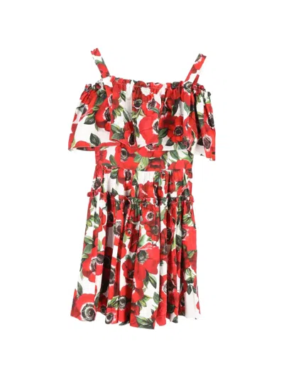 Pre-owned Dolce & Gabbana Floral-print Mini Dress In White