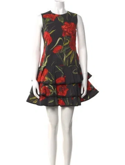 Pre-owned Dolce & Gabbana Floral Print Mini Dress In White