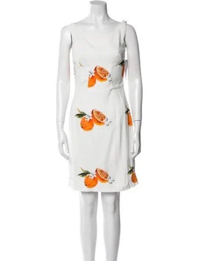 Pre-owned Dolce & Gabbana Floral Print Mini Dress In White