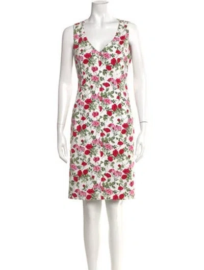 Pre-owned Dolce & Gabbana Floral Print Mini Dress In White