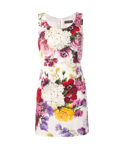 Dolce & Gabbana Floral Print Mini Dress In White